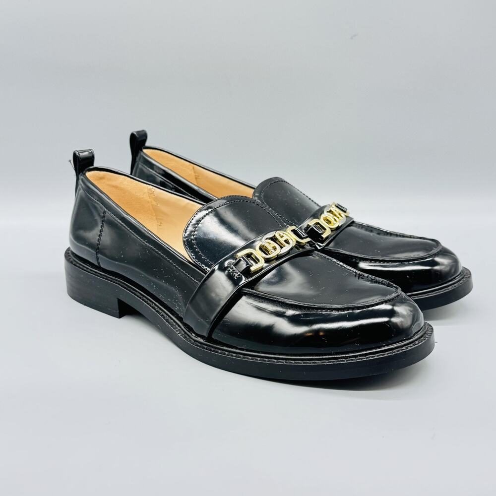 Sam Edelman Black Patent Leather Loafers with Gold Accent, Men's 10.5 - Picture 2 of 11